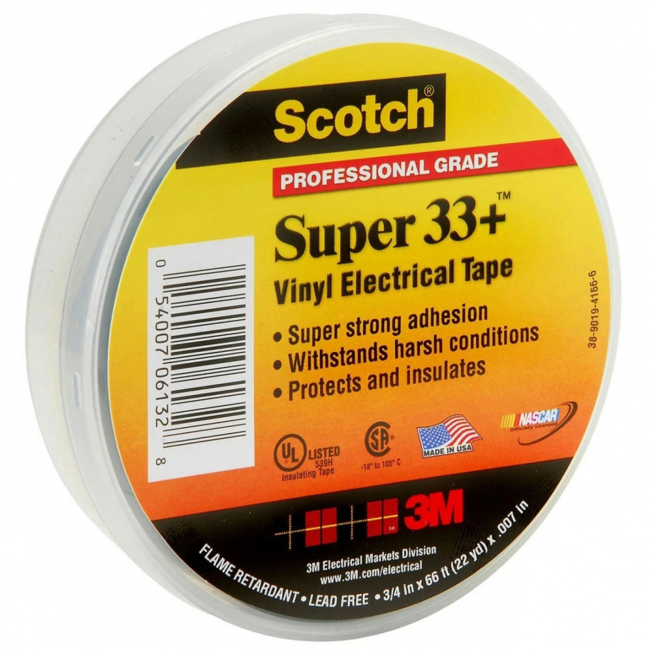 Изолента черная ПВХ Scotch Super 33+, 19ммх20м 3M 7000042541